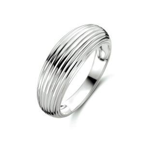 Zilveren ring bol met strepen - 233953