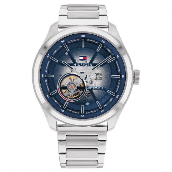 Tommy Hilfiger heren horloge automaat  Oliver st/st blauw 45mm - 234076