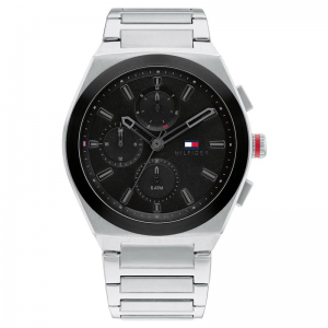 Tommy Hilfiger heren horloge Connor st/lr zwart 44mm - 234078 Tommy Hilfiger heren horloge Connor st/lr zwart 44mm - 234078