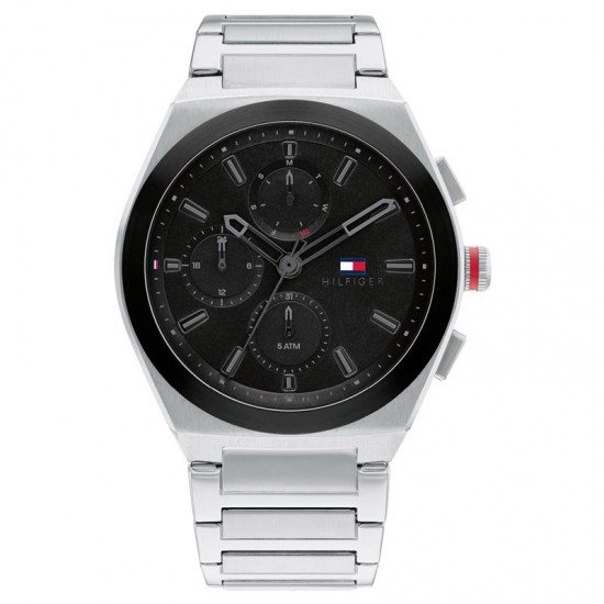 Tommy Hilfiger heren horloge Connor st/lr zwart 44mm - 234078