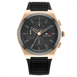 Tommy Hilfiger heren horloge Connor st/st zwart/rose 44mm - 234084 Tommy Hilfiger heren horloge Connor st/st zwart/rose 44mm - 234084