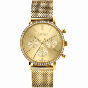 ZINZI horloge 36mm chrono goudkleur meshband en kast, en goudkleurige plaat - 234163 ZINZI horloge 36mm chrono goudkleur meshband en kast, en goudkleurige plaat - 234163