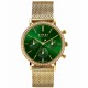 ZINZI horloge 36mm chrono goudkleur meshband en kast, en groene plaat - 234164