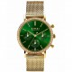 ZINZI horloge 36mm chrono goudkleur meshband en kast, en groene plaat - 234164