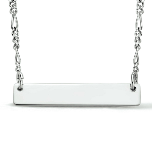 Zilveren collier figaro met langwerpig gravure plaatje - 234403 Zilveren collier figaro met langwerpig gravure plaatje - 234403