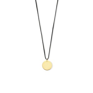 Nylon snoertje met gouden hanger hanger rond plaatje 10.5mm - 234453 Nylon snoertje met gouden hanger hanger rond plaatje 10.5mm - 234453