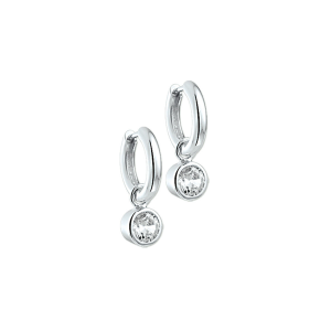 Zilveren klapoorring smal met zirconia - 234524 Zilveren klapoorring smal met zirconia - 234524