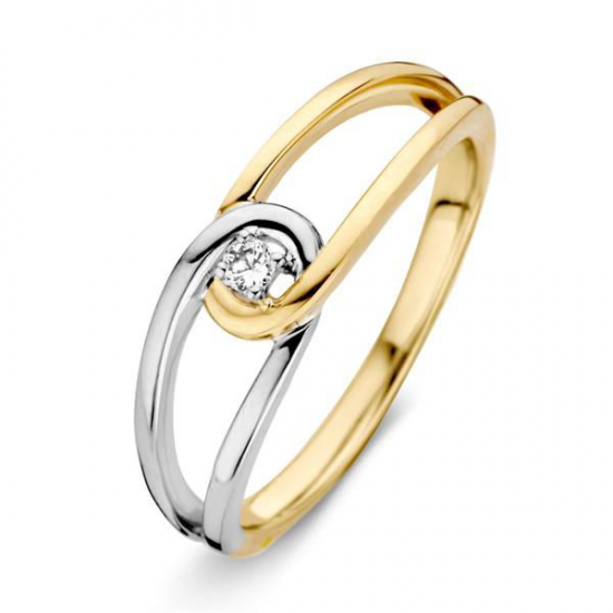 Gouden ring bicolor met zirconia - 234589