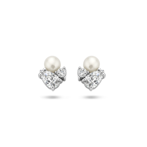 Zilveren oorknop met zirconia en parel - 234785 Zilveren oorknop met zirconia en parel - 234785