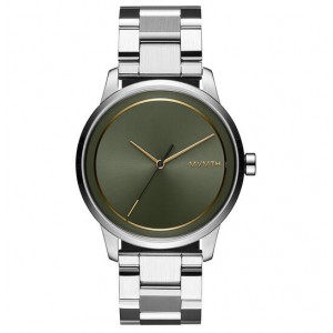 MVMT  horloge staal met groene wijzerplaat en double rand en wijzers - 234965 MVMT  horloge staal met groene wijzerplaat en double rand en wijzers - 234965