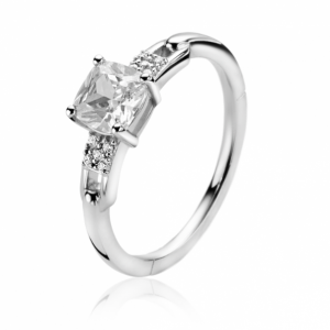 ZINZI ring vierkant midden zirconia en pave zirconia - 234996 ZINZI ring vierkant midden zirconia en pave zirconia - 234996