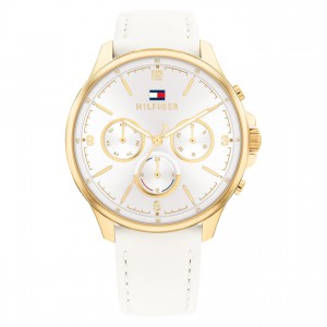 Tommy hilfiger dames  horloge Scarlet stl/bg lr wit  38mm - 235030 Tommy hilfiger dames  horloge Scarlet stl/bg lr wit  38mm - 235030