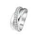 Zilveren ring zirconia kruislings model - 235054