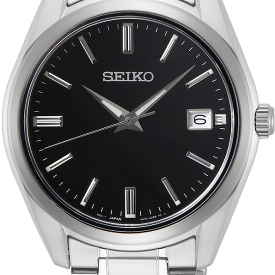 Seiko heren horloge met zwarte plaat en saffiier glas - 235309