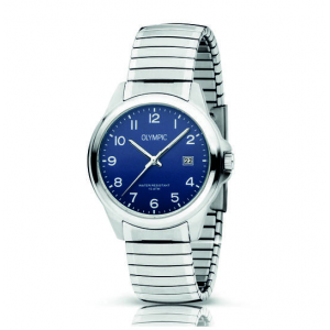 Olympic horloge met rekband , zwarte plaat - 235282 Olympic horloge met rekband , zwarte plaat - 235282