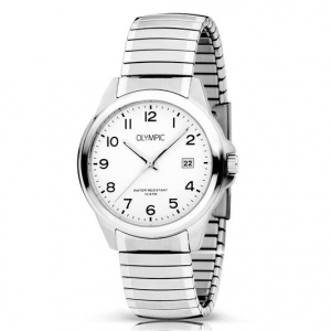 Olympic horloge met rekband , witte plaat - 235284