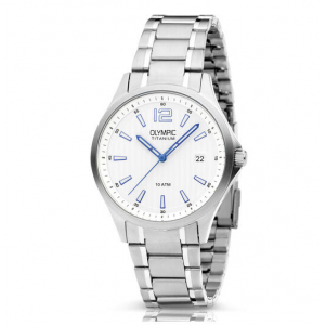 Olympic heren horloge titanium met witte plaat - 235321 Olympic heren horloge titanium met witte plaat - 235321