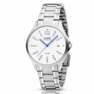 Olympic heren horloge titanium met witte plaat - 235321 Olympic heren horloge titanium met witte plaat - 235321