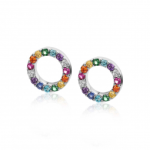 Zinzi creoolhanger rond zirconiaregenboog - 235418 Zinzi creoolhanger rond zirconiaregenboog - 235418