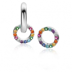 Zinzi creoolhanger rond zirconiaregenboog - 235418 Zinzi creoolhanger rond zirconiaregenboog - 235418