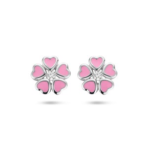 zilveren oorknop bloem roze met zirconia - 235439 zilveren oorknop bloem roze met zirconia - 235439