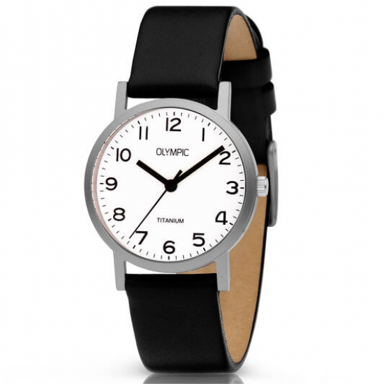 Olympic dames titanium horloge met leren band - 235462