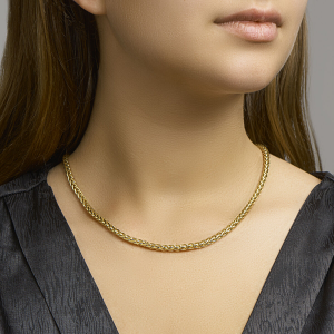 Geelgouden collier met zilveren kern vossenstaart - 235713 Geelgouden collier met zilveren kern vossenstaart - 235713