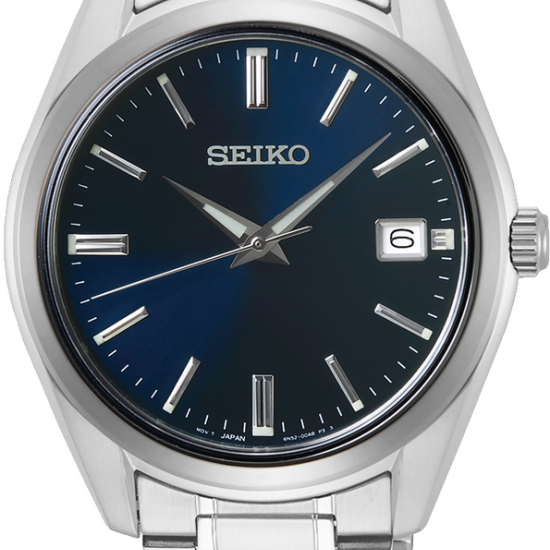 Seiko herenhorloge met blauwe plaat 100m - 235804