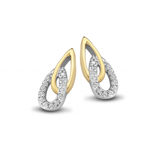 Rosa di luca oorknop verguld met zirconia gezet - 235865