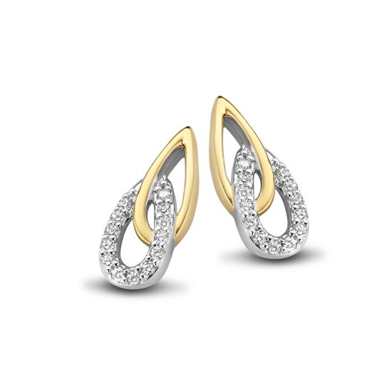 Rosa di luca oorknop verguld met zirconia gezet - 235865