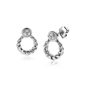 Zinzi oorstekers gedraaid open en zirconia - 235970 Zinzi oorstekers gedraaid open en zirconia - 235970