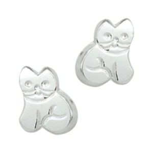 Zilveren oorknop poes - 236125 Zilveren oorknop poes - 236125