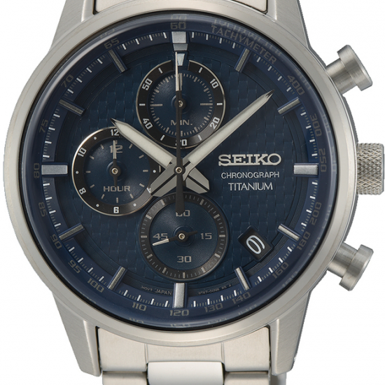 Seiko heren horloge met blauwe plaat titanium - 236227