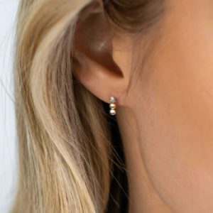 Zinzi oorknop 3 bolletjes bicolor met zirconia - 236232 Zinzi oorknop 3 bolletjes bicolor met zirconia - 236232