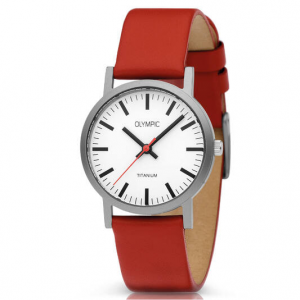 Josh dames horloge titanium met rode band - 2008158 Josh dames horloge titanium met rode band - 2008158