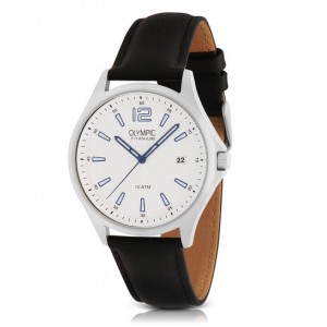 Olympic heren horloge titanium en wit lederen band - 2008159 Olympic heren horloge titanium en wit lederen band - 2008159