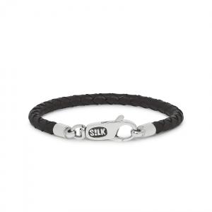 Silk armband met zwart gevlochten rond leer - 2008162