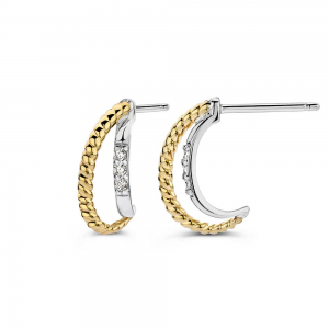 Zilver halve creool goud met zilver met zirconia's - 2008282 Zilver halve creool goud met zilver met zirconia's - 2008282