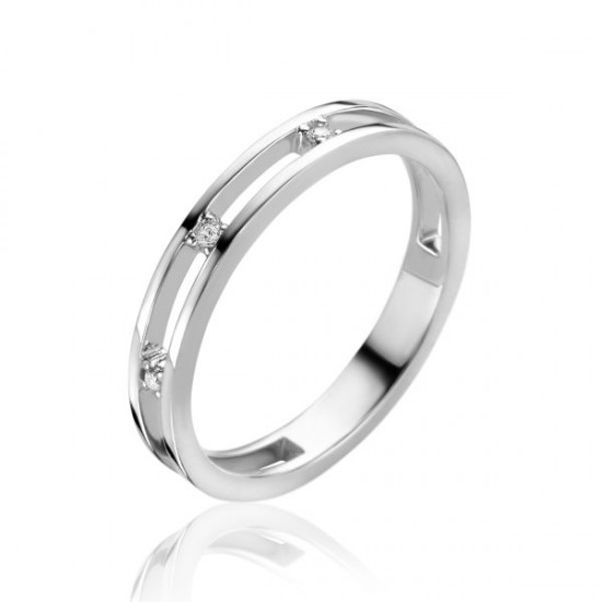 Zinzi zilveren ring met twee banen 3x zirconia ertussen - 2008404