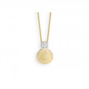 Gouden hanger cirkel gescratched en zirconia;s - 2008517