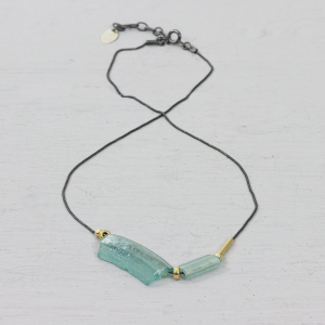 Jeh collier  romeinsglas , goldfilled - 2008530 Jeh collier  romeinsglas , goldfilled - 2008530