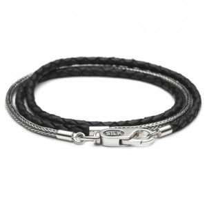 Silk armband /collier combi leer en zilver, wikkel - 2008568 Silk armband /collier combi leer en zilver, wikkel - 2008568