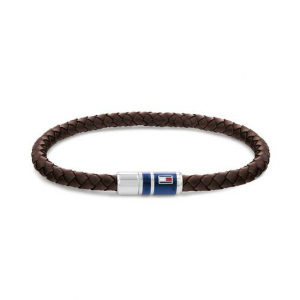 Tommy Hilfiger armband bruin gevlochten leer - 2008573