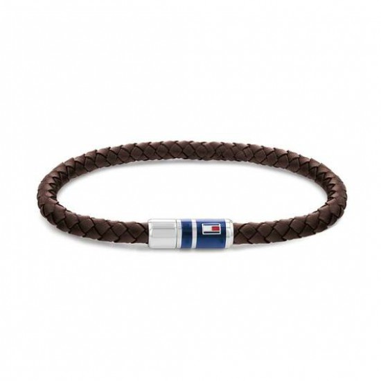 Tommy Hilfiger armband bruin gevlochten leer - 2008573