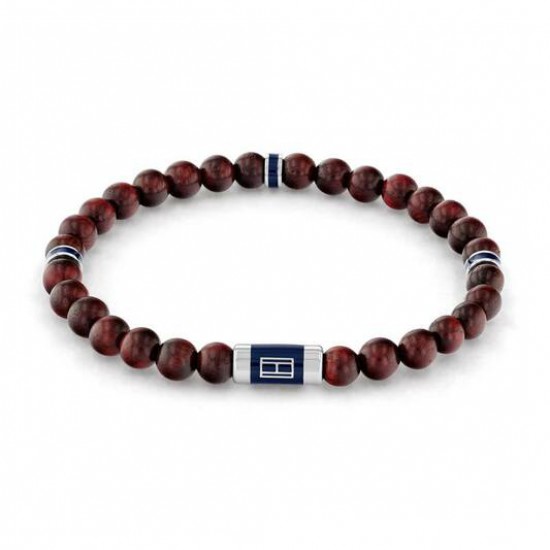 Tommy Hilfiger armband houten kralen op elastiek - 2008574