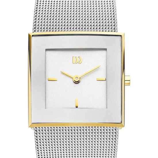 Danish design bicolor dames horloge vierkant met milanese  band - 2008649