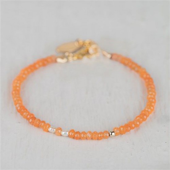 Jeh armband agaat met parel en goldfilled balletje - 2008651