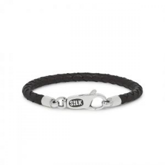 Silk armband leer en zilver - 2008687