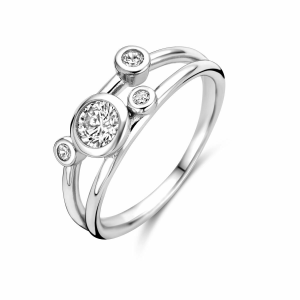 zilveren ring met vier zirconia's - 2008769