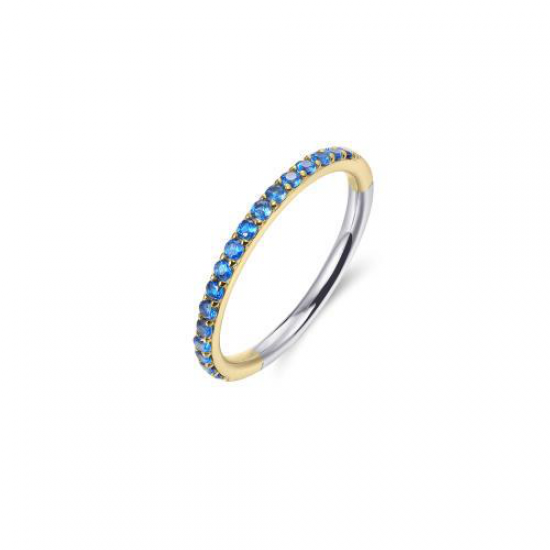 Zilveren verguld ring blauwe zirconia - 2008790